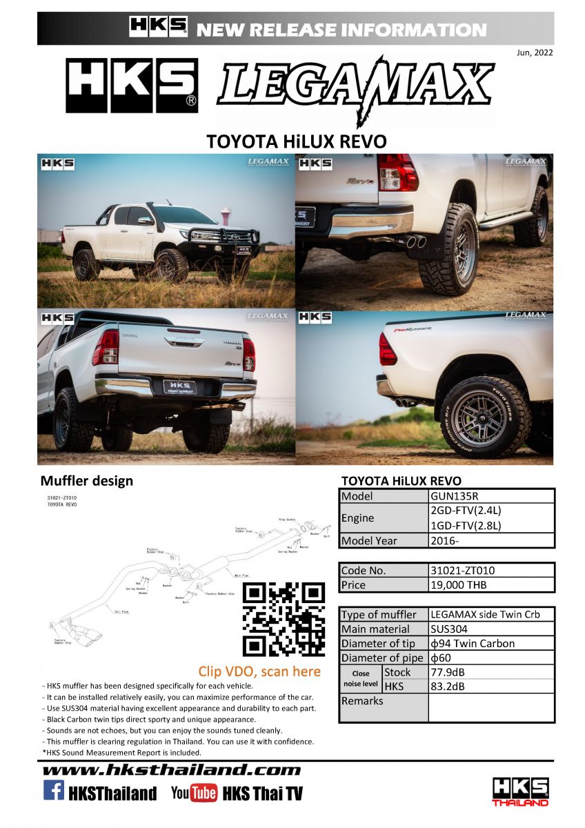 HKS EXHAUST LEGAMAX FOR REVO | HILUX | GR-S
